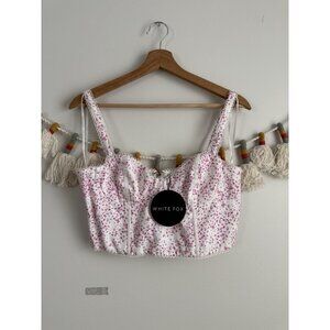Wildfox Weekend Love Bustier Pink Butterfly Floral Corset Top Coquette Fairy NWT